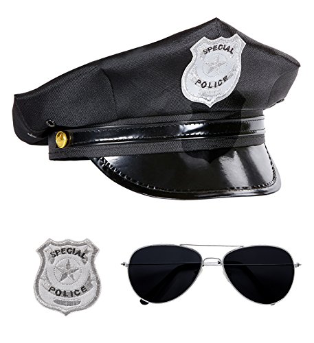 Polizei Polizist Police Polizeimütze Polizeibrille Polizeimarke im Set von Panelize