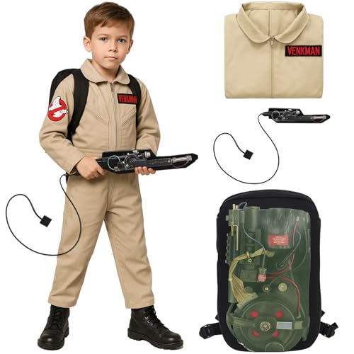 PangWuu 2 Geisterjäger Venkman Halloween-Kostüm, 1984 Kostüm für Kinder, Kostüme für Kinder ab 12 Jahren, Overall für Jungen und Mädchen und klassischer Protonenrucksack, Halloween Kostüm PangWuu 2 Geisterjäger Venkman Halloween-Kostüm, 1984 Kostüm für Kinder, Kostüme für Kinder ab 12 Jahren, Overall für Jungen und Mädchen und klassischer Protonenrucksack, Halloween Kostüm von PangWuu
