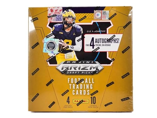 2024 Panini Prizm Collegiate Draft Picks Fußball-Hobby-Sammelkartenbox (4 Autogramme pro Box) von Panini