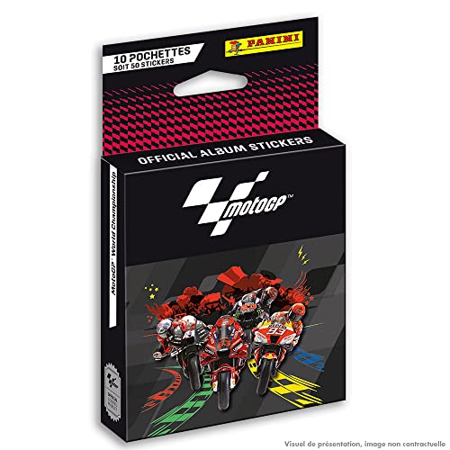 Panini 004537KBF10 Moto GP Aufkleber, Blisterverpackung, 10 Beutel von Panini