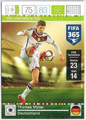 Panini Adrenalyn XL FIFA 365 Thomas Muller International Star Trading Card von Panini