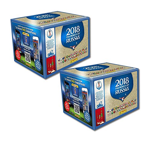 Panini FIFA WM 2018 - Aufkleber WM Russland 2018-2 Displays mit je 50 Tüten = 100 Tüten = 500 Sticker - Serie besteht aus 670 Bildern - Version NL, BE, LU und andere Länder von Panini