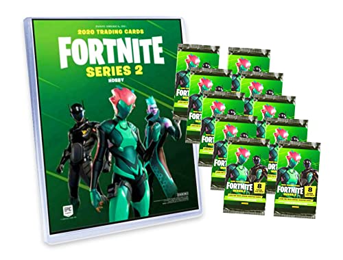 Panini Fortnite Trading Cards Serie 2 - Sammelkarten (1 Mappe + 10 Booster) - Grün, Vinyl, Cartoon, Indoor, 10 Count, Trading Cards von Panini