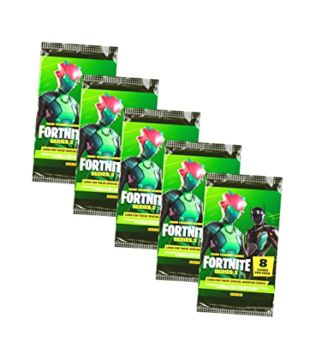 Panini Fortnite Trading Cards - Sammelkarten (5 Booster) - Grün, Cartoon, Kunststoff, Wiederverwendbar, Indoor von Panini