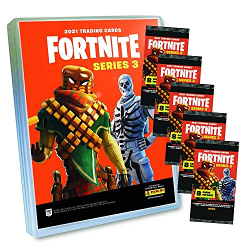 Panini Fortnite Karten Serie 3 Trading Cards - Sammelkarten (1 Mappe + 5 Booster) von Panini