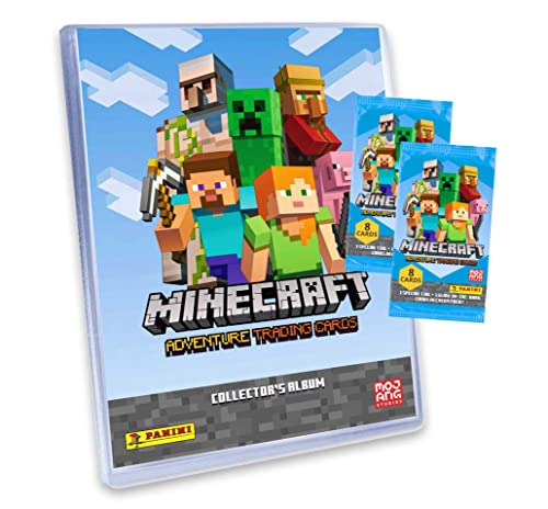 Panini Minecraft Trading Cards - Sammelkarten Adventure Serie 1 - Karten Auswahl (1 Mappe + 2 Booster) von Panini