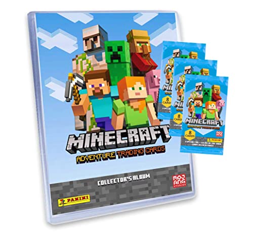 Panini Minecraft Trading Cards - Sammelkarten Adventure Serie 1 - Karten Auswahl (1 Mappe + 3 Booster) von Panini