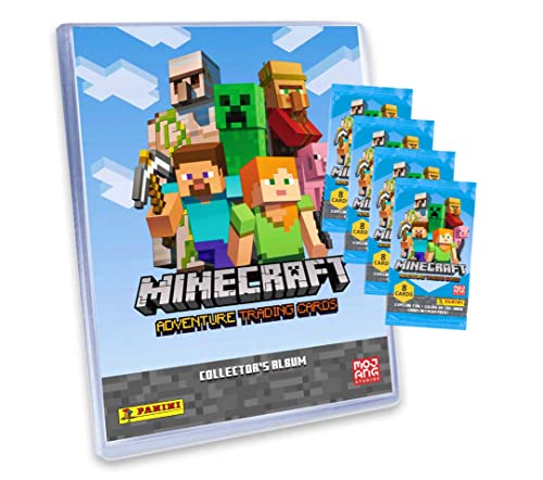 Panini Minecraft Trading Cards - Sammelkarten Adventure Serie 1 - Karten Auswahl (1 Mappe + 4 Booster) von Panini