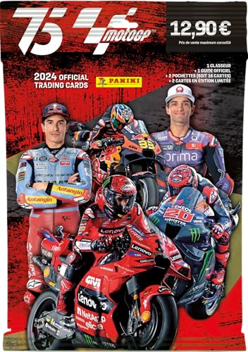 Panini Moto GP 2024 Trading Cards Starter Pack (1 Ordner + 2 Hüllen + 2 Karten Limited Edition), 004871SPAFGD von Panini