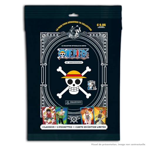 Panini One Piece Trading Cards 25. Geburtstag Starter Pack (1 Ordner + 2 Hüllen mit 8 Stück, 1 Karte limitierte Auflage), 004897SPAFGD von Panini