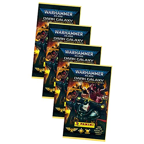 Panini Warhammer 40.000 Dark Galaxy Karten - Sammelkarten Trading Cards (2023) - 4 Booster im Bundle mit 10 STRONCARD Hüllen von Panini