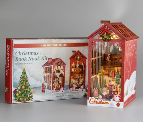 Weihnachten Mini Haus DIY Miniatur Haus Kit mit Möbeln, Navidad DIY Book Nook Kit, Puppenhaus Miniatur mit Möbeln von Panngu