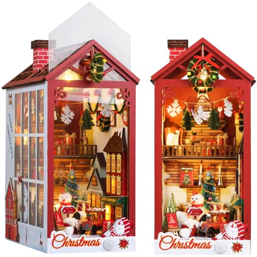 Weihnachten Mini Haus DIY Miniatur Haus Kit mit Möbeln, Navidad DIY Book Nook Kit, Puppenhaus Miniatur mit Möbeln von Panngu