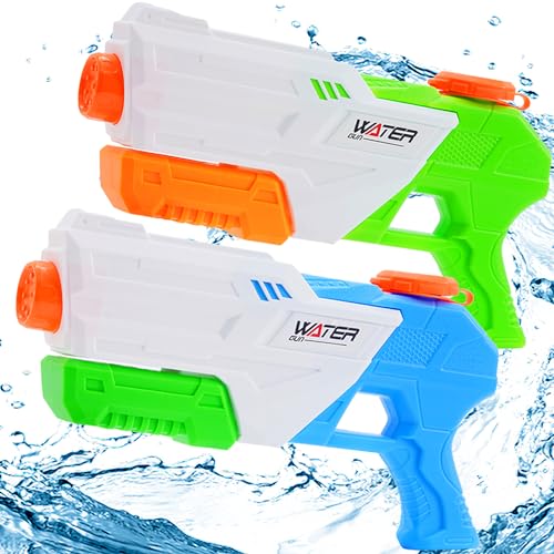 Paochocky Wasserpistole Spielzeug 2 * 800ml Wasserpistolen Spritzpistolen Set mit 10 Metern Reichweiter für Wasserpistolenkampf für Kinder Erwachsene für Sommerpartys im Freien, Pool, Garten von Paochocky