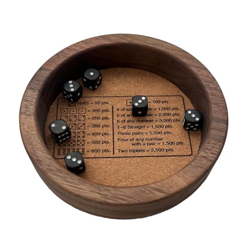 Paodduk Farkle klassisches Würfelspiel, Würfeltablett aus Holz, Robustes Würfeltablett aus Holz für Farkle-Würfelspiel, Brettspiel-Enthusiasten halten Standard-Spielwürfel für Versammlungen, von Paodduk