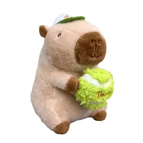 Paodduk Gefülltes Wasserschwein-Plüschtier,Gefülltes Wasserschwein | Niedliche Capybara-Plüschpuppe im Tennis-St - 25 cm großes Capybara-Plüschtier, lustiges Stofftier mit Tennisball für die von Paodduk