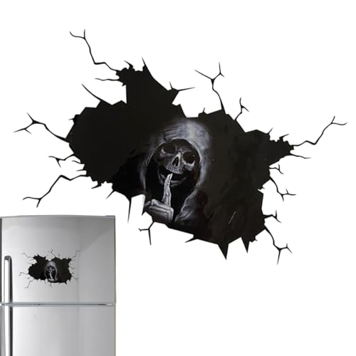 Paodduk Gruseliger Totenkopf-Riss-Autoaufkleber - Halloween Totenkopf Aufkleber Sticker - wasserdichte Halloween-Schädel-Auto-Fenster-Wand-Festival-Dekoration für Windschutzscheiben-Türwand von Paodduk