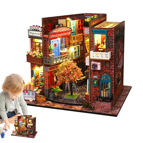 Paodduk Miniaturhaus-Bausatz, Miniaturhaus-Bausatz, Kleines Hausdekor, Miniaturhaus-Dekoration, kleines Puppenhausmodell mit LED-Licht für Erwachsene und Teenager von Paodduk