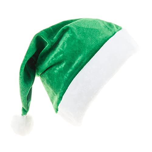 Paopaoldm Niedliche grüne Winter-Weihnachtsmütze, warme Urlaubsmütze für Nikolausmütze mit Ball, Plüsch-Kopfbedeckung für Erwachsene und Kinder, niedliche grüne Weihnachtsmannmütze, Erwachsene, Baby, von Paopaoldm