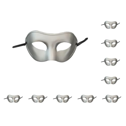 10 x elegante Masken, Antik-Optik, für Abschlussbälle, einfarbig, Maskerade, Gentleman-Kleid, Party-Dekoration, Geschenke, Halloween, Silber von Paowsietiviity