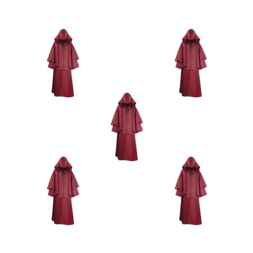 Paowsietiviity 5 Set Unisex Halloween Umhang Langarm Kapuze Gruseliger Umhang Robe Kostüm Horror Atmosphären Gruselige Karneval Kleidung Kleid Rot S von Paowsietiviity