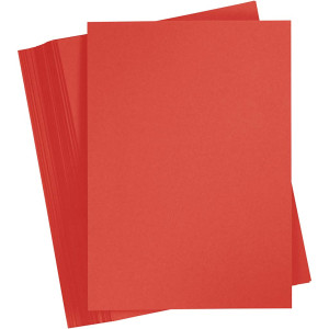 Karton, farbig, A4, Blatt 210x297 mm, 180 g, Rot, 100Bl./ 1 Pck von Paper Concept