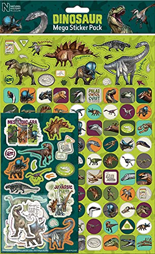 Natural History Museum Dinosaurs Mega Sticker Pack | Drei Arten von Aufklebern (insgesamt 150) | wiederverwendbar auf nicht porösen Oberflächen, grün von Paper Projects