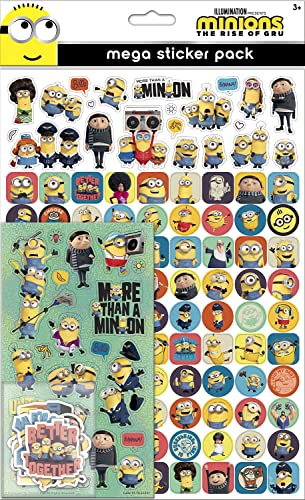 Paper Projects 01.70.22.027 Minions: The Rise of Gru Mega-Pack | Drei Arten von Aufklebern (insgesamt 150) | wiederverwendbar auf nicht-porösen Oberflächen, mehrfarbig, 29,7 cm x 11 cm von Paper Projects