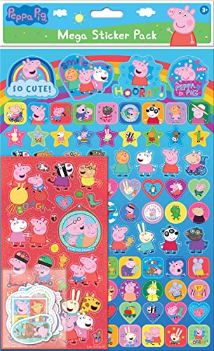 Paper Projects 01.70.22.031 Peppa Pig and Friends Mega-Pack | Drei Arten von Aufklebern (insgesamt 150 Stück) | Wiederverwendbar auf nicht-porösen Oberflächen, Blau/Rot, 29,7 cm x 21 cm von Paper Projects