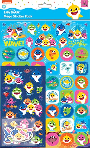 Baby Shark Mega Sticker Pack | Drei Arten von Aufklebern (ca. 150 insgesamt) | wiederverwendbar auf nicht porösen Oberflächen von Paper Projects