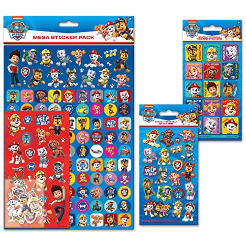 Paper Projects 01.70.23.006 Paw Patrol Aufkleber Pack | Big Bundle für Scrapbooking und Dekoration | Wiederverwendbar auf Nicht-porösen Oberflächen, Cartoon, verschieden, 35cm x 21cm von Paper Projects