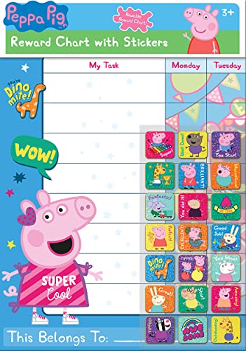 Paper Projects 01.70.30.021 Everyday Reward Chart and Sparkly Stickers Wutz Peppa Pig Belohnungstafel für den Alltag und 56 glitzernde Aufkleber, Mehrfarbig, 29.7cm x 42cm von Paper Projects