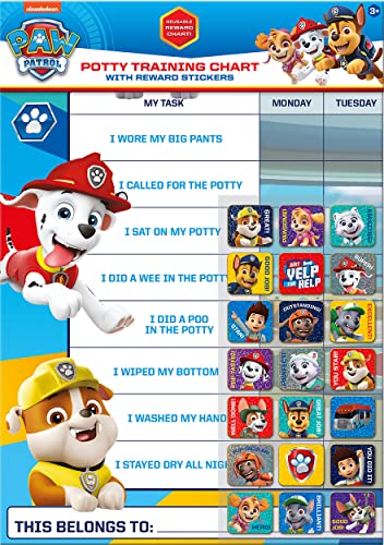 Paper Projects 01.70.30.025 Paw Patrol Belohnungstafel und Aufkleber für Töpfchentraining und Toilettentraining, Mehrfarbig, 29.7cm x 42cm von Paper Projects