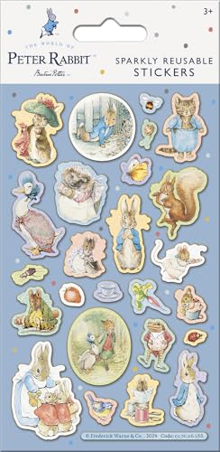 Peter Rabbit Glitzernde wiederverwendbare Aufkleber, offizielles Lizenzprodukt, wiederverwendbar auf nicht porösen Oberflächen von Paper Projects