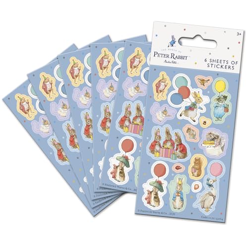 Peter Rabbit Partytüten-Aufkleber-Set (6 Blatt), offizielles Lizenzprodukt, perfekt als Partytüte oder Strumpffüller, blau, 16 x 7,5 cm von Paper Projects