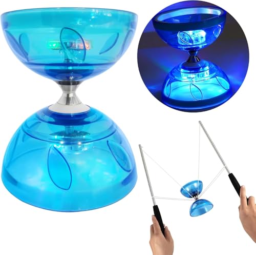 LED Diabolo mit Dreifachem Kugellagersystem - Leuchtendes Diabolo Jonglierset für Kinder & Erwachsene - Zirkustechnik-Ausrüstung für Kinder und Erwachsene von Papi Dada