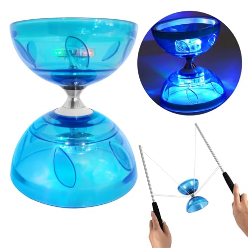 LED Diabolo mit Dreifachem Kugellagersystem - Leuchtendes Diabolo Jonglierset für Kinder & Erwachsene - Zirkustechnik-Ausrüstung für Kinder und Erwachsene von Papi Dada