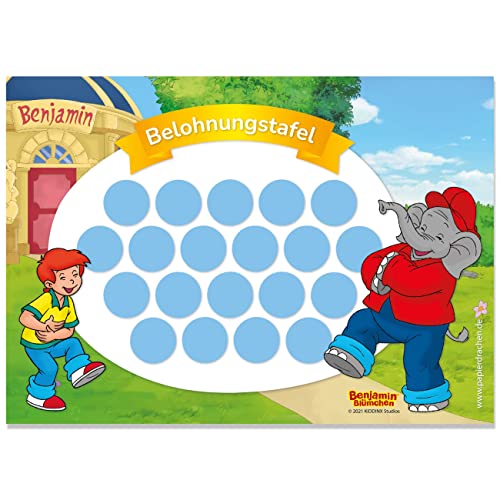 Papierdrachen Belohnungstafel Set für Kinder als Abreißblock 10 Blatt - Motivierendes Konzept als Erziehungshilfe - mit tollen Stickern für Jungs und Mädchen - Motiv Benjamin Blümchen Set 1 von Papierdrachen