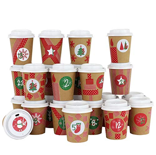 Papierdrachen DIY Adventskalender Kaffee-Becher - zum selber Basteln und Befüllen - mit rotem Washi Tape - 24 Coffee to Go Cups - Design Set 15 Papierdrachen DIY Adventskalender Kaffee-Becher - zum selber Basteln und Befüllen - mit rotem Washi Tape - 24 Coffee to Go Cups - Design Set 15 von Papierdrachen