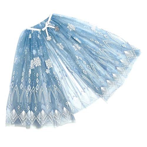 Papierdrachen Tüll Cape – hellblau – mit Eiskristallen – glitzernd – Verkleidung – Umhang - Kinderkostüm – Prinzessin - Karneval - Fasching - Fastnacht - one size - Set 03 von Papierdrachen