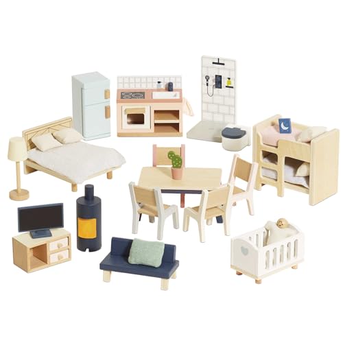 Le Toy Van - Wooden Dolls House Full Starter Furniture & Accessories Play Set for Dolls Houses, Dolls House Furniture Sets - Ages 3+ von Le Toy Van