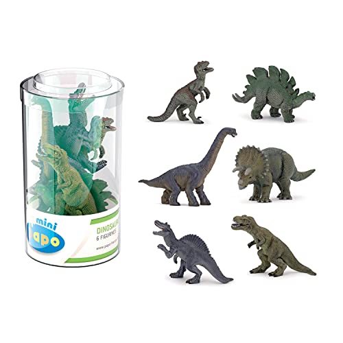 Papo 33018 Mini, Plus Dinosaurier Set 1 (Kunststoffbehälter, 6 Stück) Figuren, Mehrfarben von Papo