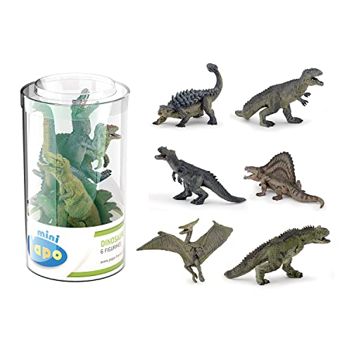 Papo 33019 Mini Dinosaur, Plus Dinosaurier Set 2 (Kunststoffbehälter, 6 Stück) Figuren, Mehrfarben von Papo