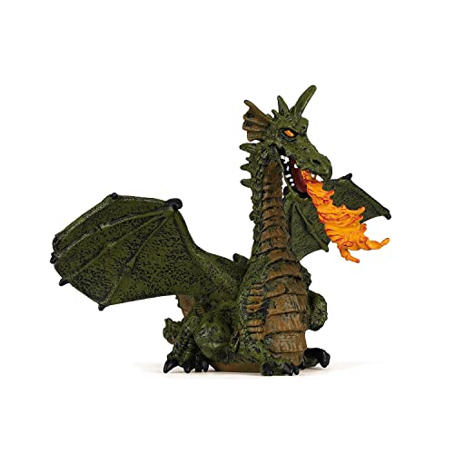 Papo 39025 geflügelter Flamme Enchanted World Figur, Feuerspeiender Drache mit Flügeln, Spielfigur, grün von Papo