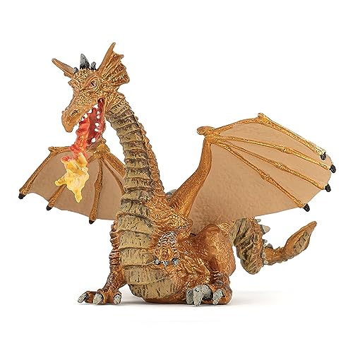 Papo 39095 0, Tiere, Tierdruck, Feuerspeiender Drache. Spiel, Unisex-Kinder, Gold von Papo