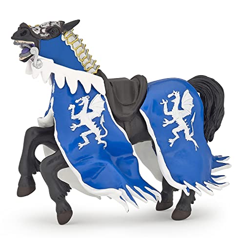 Papo -Handbemalt - Figuren -Mittelalter-Fantasy -Pferd des Drachenkönigs, blau-39389-Sammelbar-Für Kinder - Geeignet für Jungen und Mädchen - Ab 3 Jahren von Papo