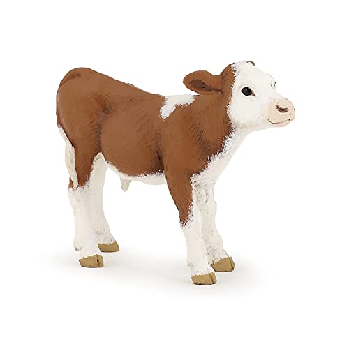 Papo -Handbemalt - Figuren -Das Leben auf dem Bauernhof-Simmentaler Kalb-51134-Sammelbar-Für Kinder - Geeignet für Jungen und Mädchen - Ab 3 Jahren von Papo