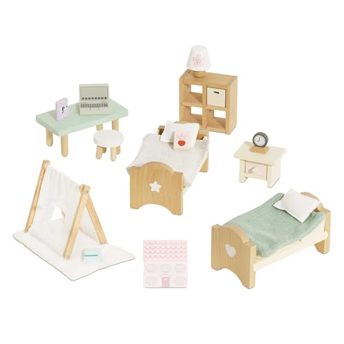 Le Toy Van - Wooden Doll House Daisylane Children's Bedroom Play Set for Dolls Houses, Dolls House Furniture Sets - Suitable for Ages 3+ von Le Toy Van