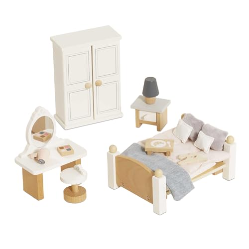 Le Toy Van - Wooden Daisylane Master Bedroom Dolls House Accessories Play Set for Dolls Houses, Dolls House Furniture Sets - Suitable for Ages 3+ von Papo