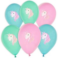 Einhorn-Luftballons im 6er Pack, Ø 29cm von Papstar